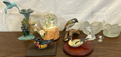 Bird Knick Knacks & Crystal Dolphin Figurine