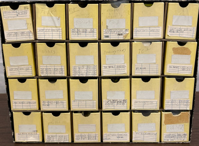 (24) Small Compartments w/ Various Electrical Components/Circuits & Others