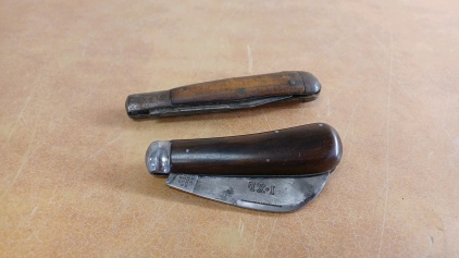 (2) Vintage Wood-Handled Folding Knives