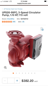 Grunder FOS 3speed Circulator Pump 53722512