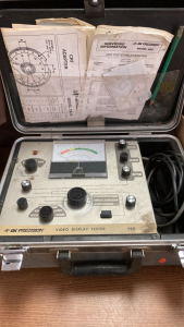 Simson Digital Multimeter, BK Precision 1850 Frequency Counter, Video Display Tester, Wirecord