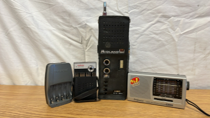 Midland CB Radio , Realtone Transistor Radio, Duracell AA Battery Charger, Borg Johnson Receiver