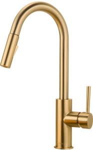 Forious Kit hen Faucet w/ Pull Down Sprayer-Single Handle via/Deck Plate &ldquo;Brushed Gold&rdquo;
