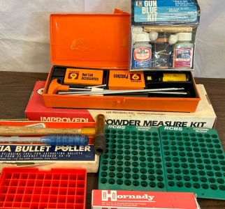 Rifle & Shotgun Cleaning Kit, Powder Measuring Kit, Byllet Pullers, Gun Blue Kit, Bullet Loading Blocks & Hornady 30 Caliber Neck Die