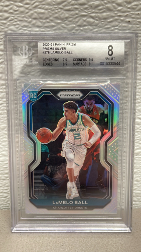 2020-2021 Panini Prizm Silver #278 Lamelo Ball Collectible NBA Basketball Card ( Graded 8 NM-MT)