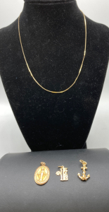 14K Gold Chain & 3 Pendants