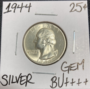 1944 Gem BU++++ Silver Washington Quarter