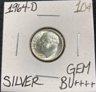 1964-D Gem BU++++ Silver Roosevelt Dime