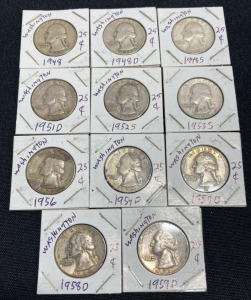 (11) 1940s-50s Washington Quarters