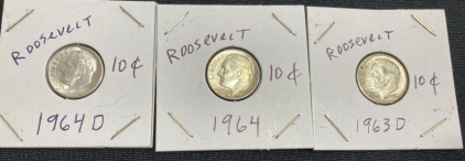 (3) 1960s Roosevelt Dimes