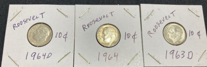 (3) 1960s Roosevelt Dimes