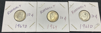 (3) 1960s Roosevelt Dimes