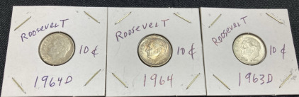 (3) 1960s Roosevelt Dimes