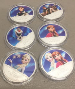 (6) Disney &ldquo;Frozen&rdquo; Movie Silver Plated Collectible Coins