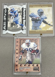 (3) 1998 Upper Deck/Donruss Barry Sanders Collectible Cards (All In Hard Plastic Protectors)