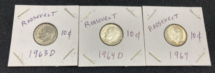 (3) 1960s Roosevelt Dimes