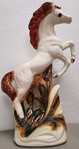 (1) 26"x16" Porcelain White and bronze Horse/Pony Figure