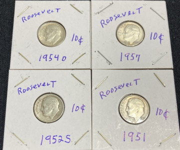 (4) 1950s Roosevelt Dimes