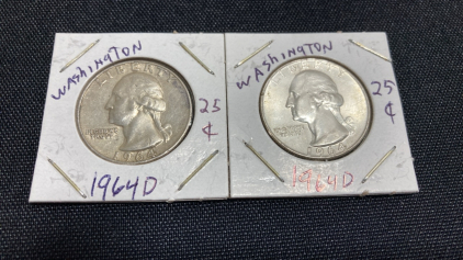 (2) 1964-D Washington Quarters