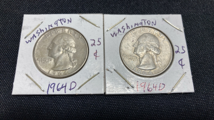 (2) 1964-D Washington Quarters