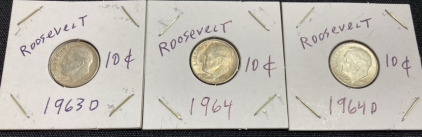 (3) 1960s Roosevelt Dimes