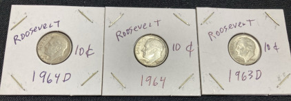 (3) 1960s Roosevelt Dimes