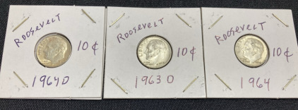 (3) 1960s Roosevelt Dimes