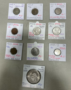 (10) Assorted Collectible Coins: Denver Mint , Philadelphia Mint , Error, Steel Pennies and more