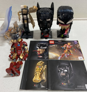 (4) Lego Sets: Batman, Iron Man, Infinity Gauntlet, Venom