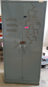 Hallway cabinet green steel 36"wide 78" long locked doors