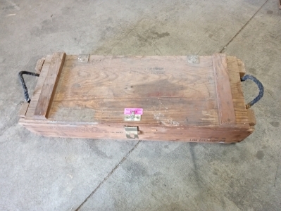 Wood with handles mortar m2 or m30 ammo box flap lid 33"long by 12"wide