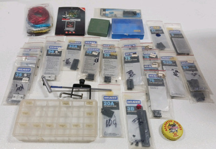 (26) Assorted Weaver Rifle Accessories (5) Assorted Bags of Fly Threads (1) Fly Tying Tool & More!