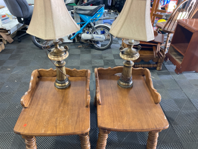 (2) End Tables and (2) Lamps