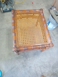 (2) 410 vintage wicker tables 20"long by 22"wide good condition (sp13)