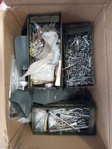 Assorted hardware bolts washers screws all in ammo cans all vary sizes (sp12)