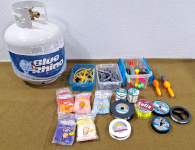 (1) Blue Rhino 15LB Propane Tank & Assorted Fishing Tackle