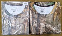 (2) Realtree, Terramar Men's Cammo Shirts 2XL, (1) Pair Realtree, Terramar Men's Cammo Pants, 3XL, (3) Pair Outdoor Socks & (1) Realtree, Waterseals Cinch Backpack - 2