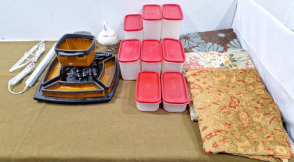 (1) Fondue Set, (8) Rubbermaid Food Storage Containers & More