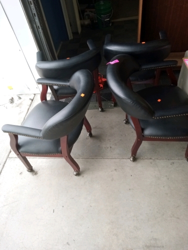 (6)Steave silver company chairs with wheels really good condition 32"tall 22"wide