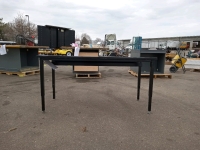 Work bench table with cup holders metal legs black on black.60"long 24"wide 3" cup holders around.good condition - 2