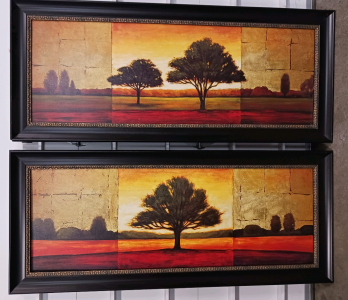 (2) Beautiful 5'&times;2' Framed Canvas Pieces of Art