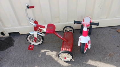 (1) Vintage Radio Flyer Tricycle (1) Neon Push Bike