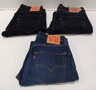 (2) Size 36&times;30 Levi Strauss Jeans & (1) 36&times;32 Levi Strauss Name Brand Jeans