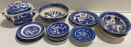 Mismatched Blue and White Dish Set