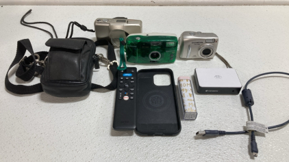 (3) Assorted Cameras and Various Electronic Accessories