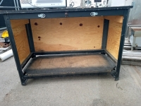 Work bench black fair condition 48"1/2 long 24"wide emerson microwave black 19"long 13"1/2 Wide good working order - 5