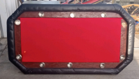 Red felt black trim poker table 72" long by 41"wide (9)metal pocket chip holders