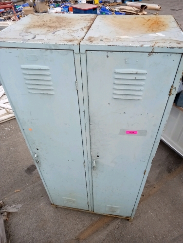 Lime green lockers 75"1/2 long 36" wide fair condition both doors open