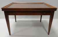 (1) 17 1/12"× 25 1/2 Mahogany Glass Top Table w/Drawer (Glass Top Comes Off)