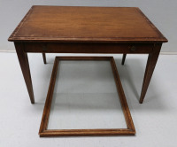 (1) 17 1/12"× 25 1/2 Mahogany Glass Top Table w/Drawer (Glass Top Comes Off) - 3